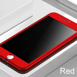 ProteccionLuxury 360 full cover - con protector de pantalla de vidrio templado - para iPhone - rojo