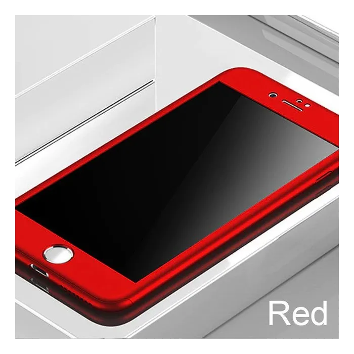 Luxury 360 full cover - with tempered glass screen protector - for iPhone - redProtection