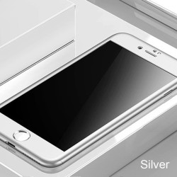 Capa completa Luxury 360 - com protetor de tela de vidro temperado - para iPhone - prata