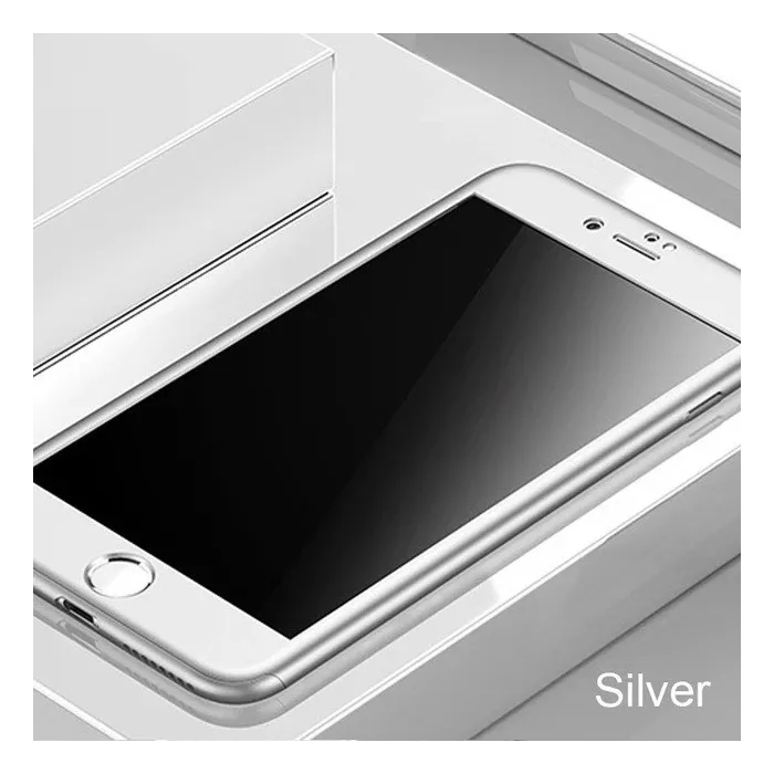 Luksus 360 heldeksel - med herdet glass skjermbeskytter - for iPhone - sølv