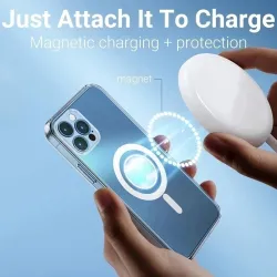 Magsafe wireless charging - transparent magnetic case - magnetic leather card holder - for iPhone - yellowProtection