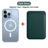 Magsafe wireless charging - transparent magnetic case - magnetic leather card holder - for iPhone - dark greenProtection
