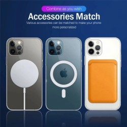 Magsafe kabelloses Laden – transparente Magnethülle – magnetischer Kartenhalter aus Leder – für iPhone – orange