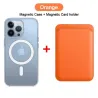 Magsafe trådløs lading - gjennomsiktig magnetisk etui - magnetisk skinnkortholder - til iPhone - oransje