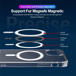 Magsafe wireless charging - transparent magnetic case - magnetic leather card holder - for iPhone - redProtection
