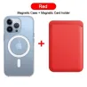 Magsafe wireless charging - transparent magnetic case - magnetic leather card holder - for iPhone - redProtection