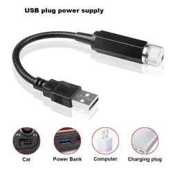Mini projecteur USB - LED - décoration toit intérieur voiture - ciel étoilé