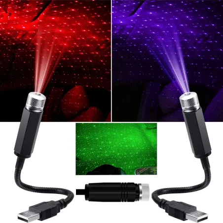 Mini projecteur USB - LED - décoration toit intérieur voiture - ciel étoilé