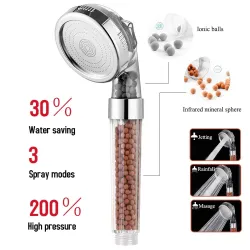 SPA-Duschkopf - mit Anionenfilter - 3 einstellbare Funktionen