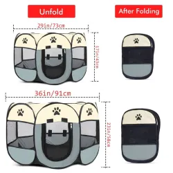 Kannettava lemmikkiteltta - taitettava leikkikehä - ulko/sisä