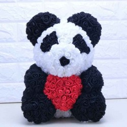 Pandabjörn - gjord av oändlighetsrosor - rosbjörn - 40cm