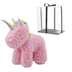 Día de San ValentínUnicornio rosa - hecho de rosas infinitas - 40 cm