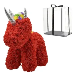 Licorne rose - faite de roses à l'infini - 40 cm