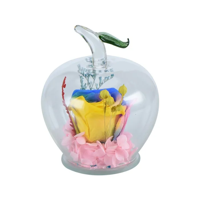 Infinity Rose in apfelförmigem Glas - handgefertigt