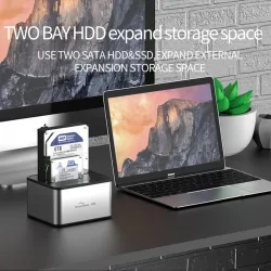 5GBP - USB 3.0 - aluminium dual Bay - dokkingstasjon - HDD-deksel