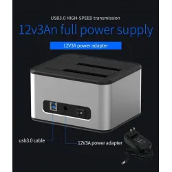 5GBP - USB 3.0 - aluminium dual Bay - dokkingstasjon - HDD-deksel