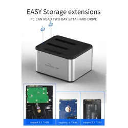 5GBP - USB 3.0 - aluminium dual Bay - dokkingstasjon - HDD-deksel