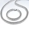 PulserasConjunto de joyería de moda para hombre - collar - pulsera - eslabón grueso - acero inoxidable