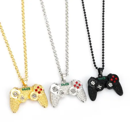 Trendy halskjede - Gamepad med rhinestones - unisex