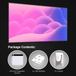 PS7 - 120 inch - 16:9 projection screen - reflective foldable projector screenProjectors