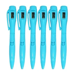 Färgglada kulpennor - med elektronisk klocka - refill - 6 st