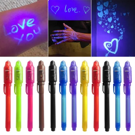 Stylo à bille à encre invisible - avec lumière UV