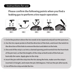 Car tire repair kit - puncture repair strips - with storage bagTire repair parts