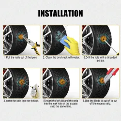 Kit riparazione pneumatici per auto - strisce per riparazione forature - con custodia