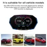 Multifunksjonell OBD2 GPS HUD - Head-Up - 4 tommers LCD-skjerm - speedometer - vann-/oljetemperatur