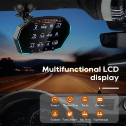 Multifunktionell OBD2 GPS HUD - Head-Up - 4 tums LCD-skärm - hastighetsmätare - vatten / oljetemperatur