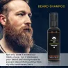 Skægplejesæt - creme - olie - shampoo - kam - børste - med opbevaringsboks - 5 stk.