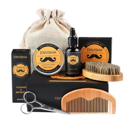 BarbaSet profesional para el cuidado de la barba - crema - aceite - peine - tijeras - 6 piezas