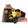 Set per la cura della barba professionale - crema - olio - pettine - forbici - 6 pezzi