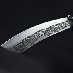 9.3 inch chopping knife - kitchen - hunting - wood cutter - handmade forged steel - tiger designSteel