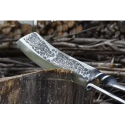 9,3 tommer hakkekniv - køkken - jagt - træskærer - håndlavet smedet stål - tigerdesign