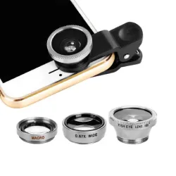3 en 1 - grand angle - macro - fish-eye - objectif avec clip