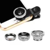 3 en 1 - grand angle - macro - fish-eye - objectif avec clip