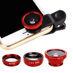 3 i 1 - vidvinkel - makro - fiskeøje - kameralinse med klips