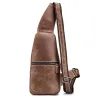 Men's genuine leather shoulder bag - chest bag - small backpackBags