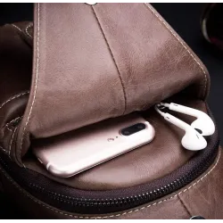 Men's genuine leather shoulder bag - chest bag - small backpackBags