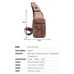 Men's genuine leather shoulder bag - chest bag - small backpackBags