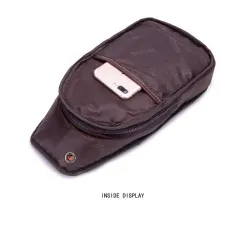 Men's genuine leather shoulder bag - chest bag - small backpackBags