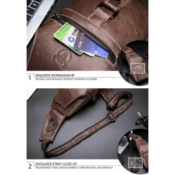 Men's genuine leather shoulder bag - chest bag - small backpackBags