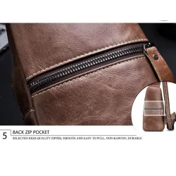 Men's genuine leather shoulder bag - chest bag - small backpackBags