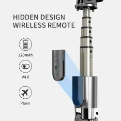 Trépied perche à selfie - avec télécommande - extensible - monopode pliable - Sans fil / Bluetooth