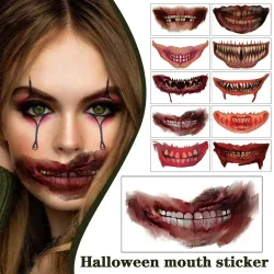 Midlertidig Halloween tatovering - vandtæt klistermærke - mund / tænder