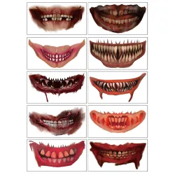 Tatuaggio temporaneo di Halloween - adesivo impermeabile - bocca / denti
