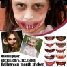 Tillfällig Halloween tatuering - vattentät klistermärke - mun / tänder