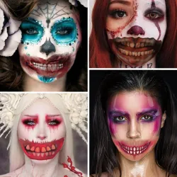 Väliaikainen Halloween-tatuointi - vedenpitävä tarra - suu / hampaat