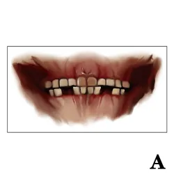 Tillfällig Halloween tatuering - vattentät klistermärke - mun / tänder